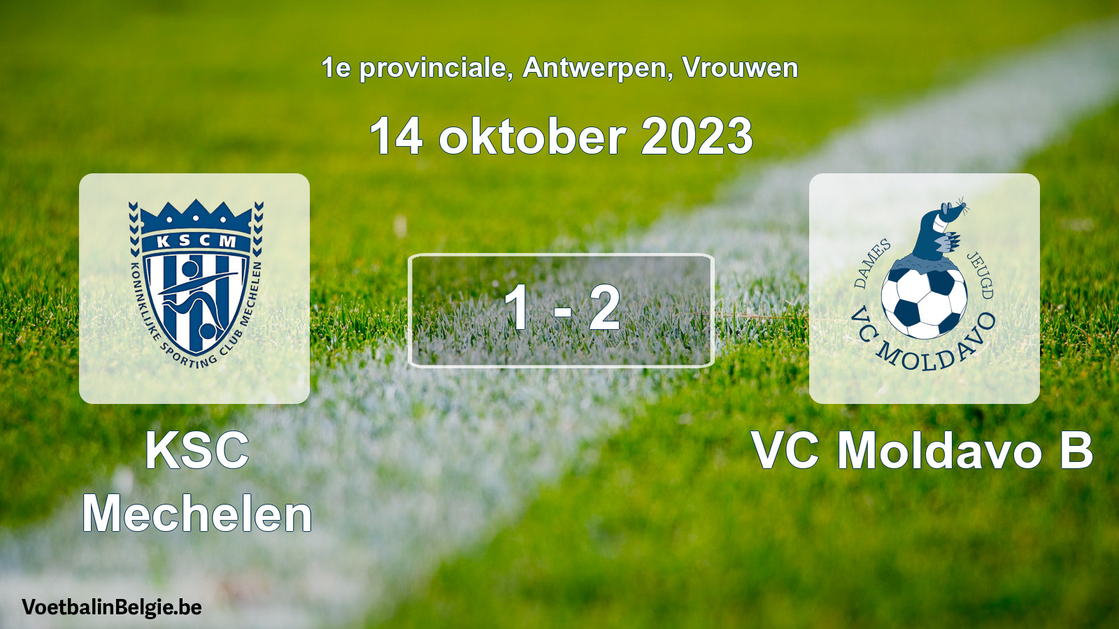 Gespeelde wedstrijd vrouwenvoetbal: KSC Mechelen - VC Moldavo B 1 - 2 (14 oktober 2023)