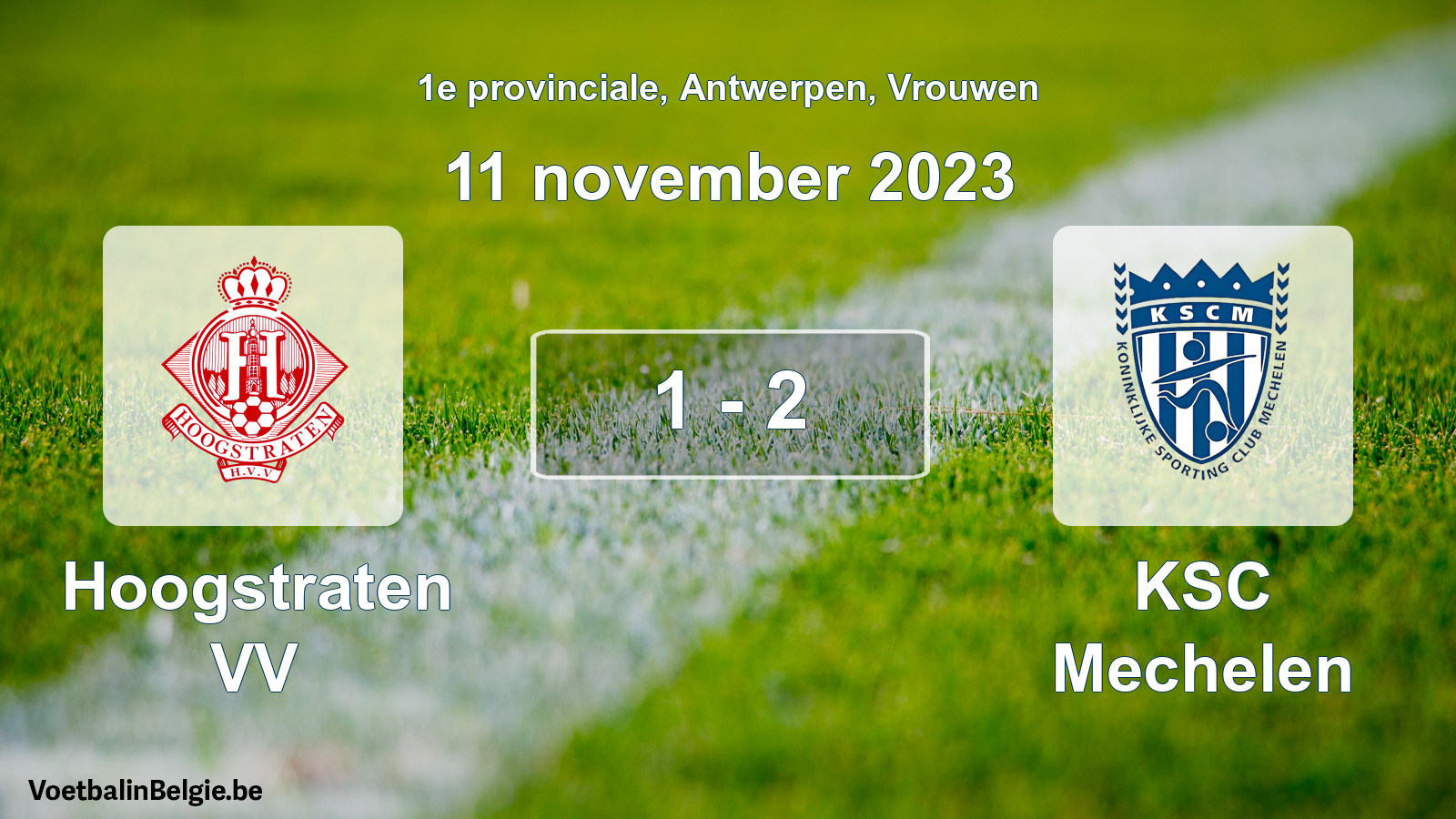 Gespeelde wedstrijd vrouwenvoetbal: Hoogstraten VV - KSC Mechelen 1 - 2 (11 november 2023)