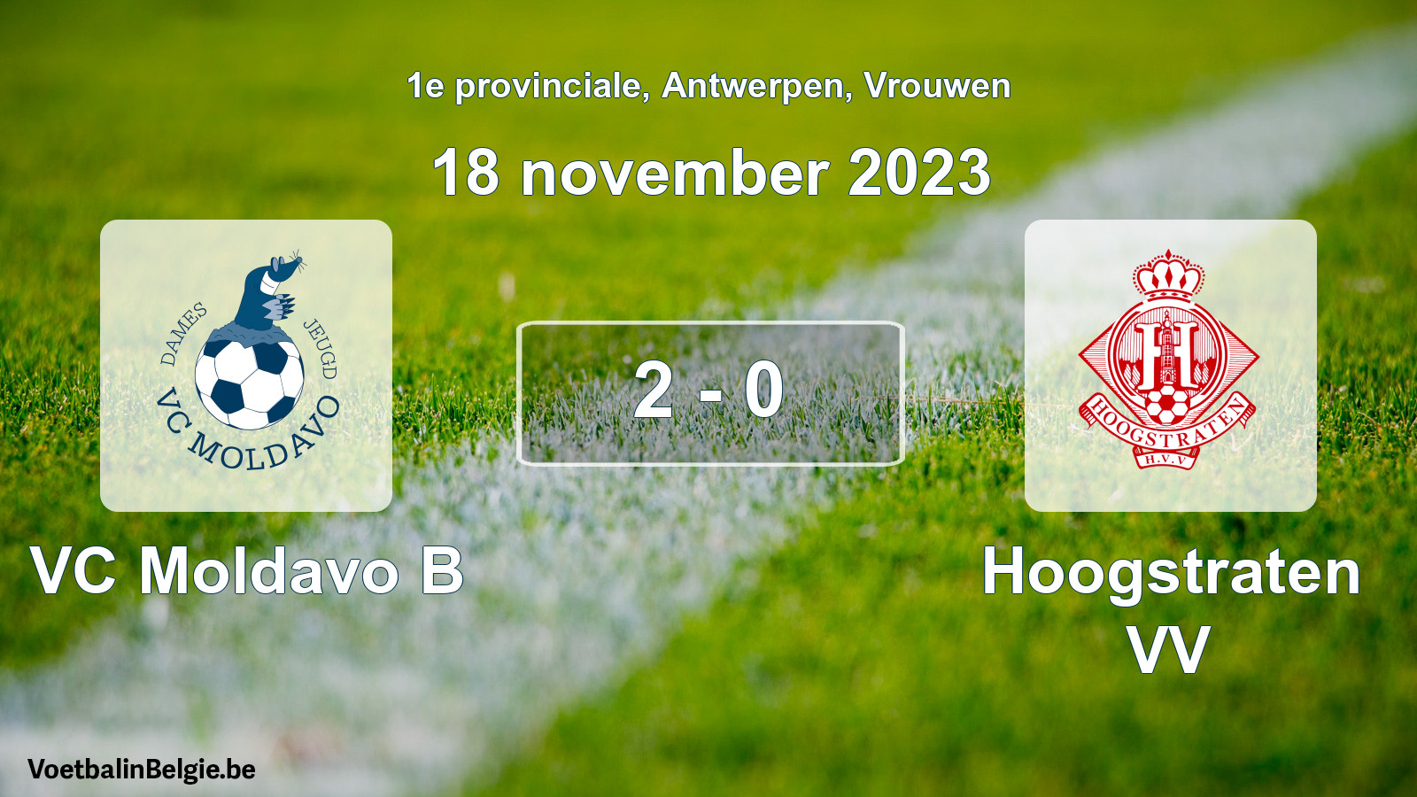 Gespeelde wedstrijd vrouwenvoetbal: VC Moldavo B - Hoogstraten VV 2 - 0 (18 november 2023)