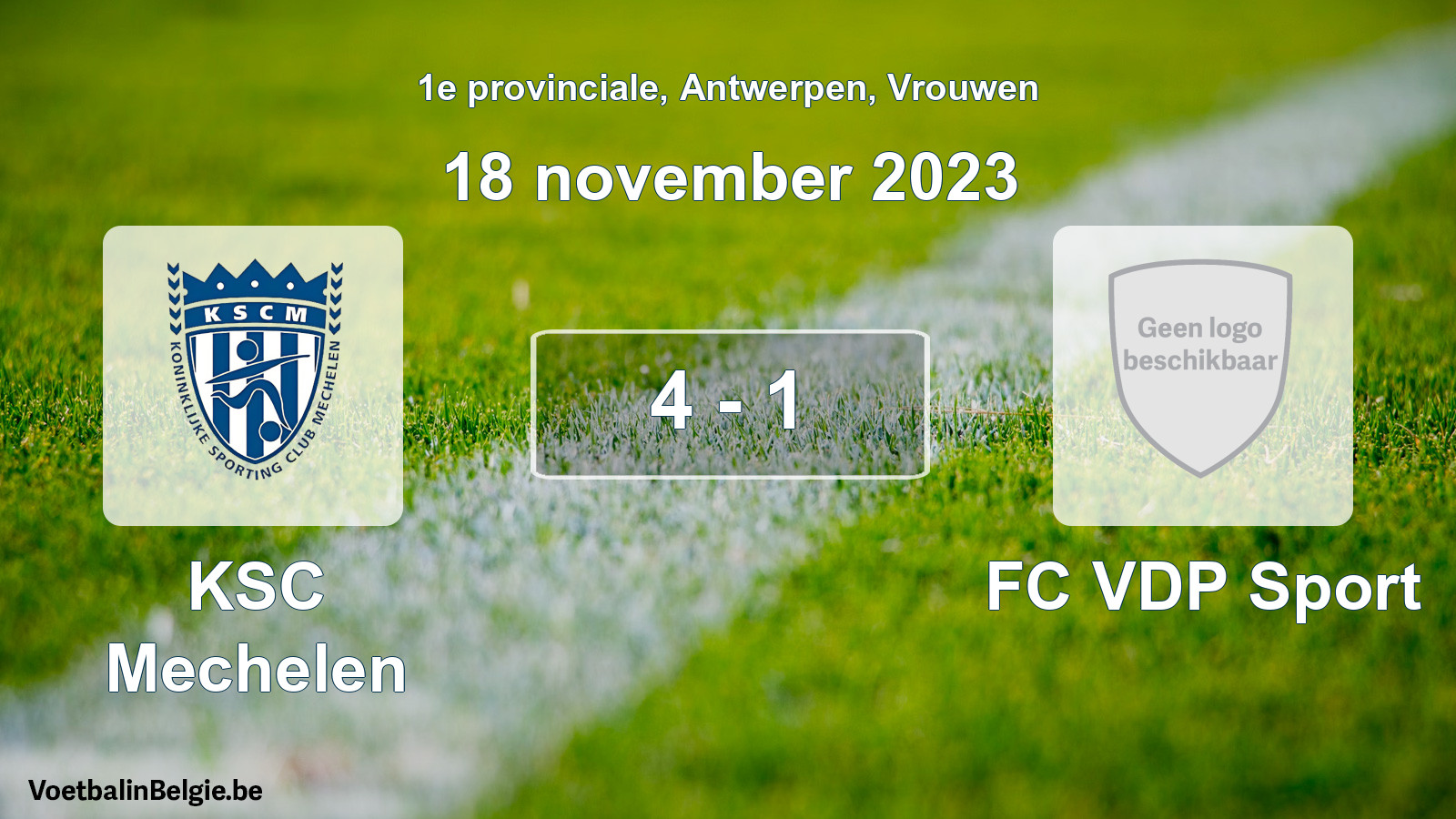 Gespeelde wedstrijd vrouwenvoetbal: KSC Mechelen - FC VDP Sport 4 - 1 (18 november 2023)