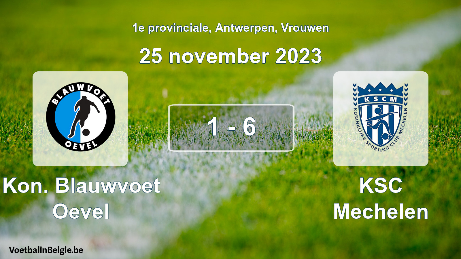 Gespeelde wedstrijd vrouwenvoetbal: Kon. Blauwvoet Oevel - KSC Mechelen 1 - 6 (25 november 2023)