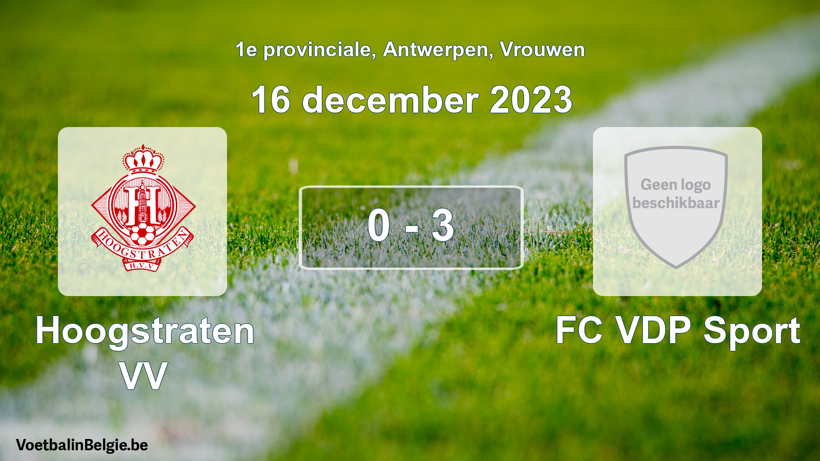 Gespeelde wedstrijd vrouwenvoetbal: Hoogstraten VV - FC VDP Sport 0 - 3 (16 december 2023)