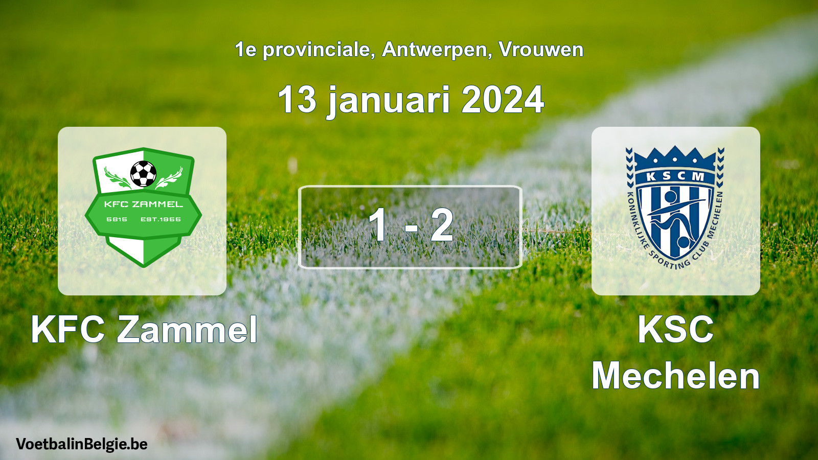 Gespeelde wedstrijd vrouwenvoetbal: KFC Zammel - KSC Mechelen 1 - 2 (13 januari 2024)