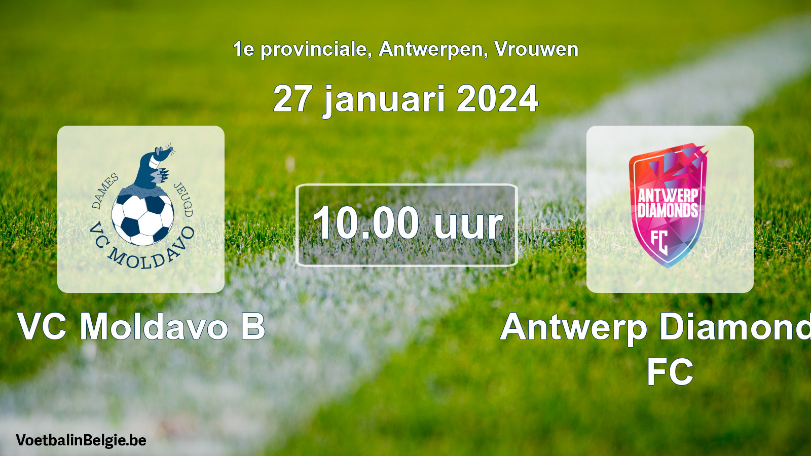Scheduled match women football: VC Moldavo B - Antwerp Diamonds FC (27 January 2024)