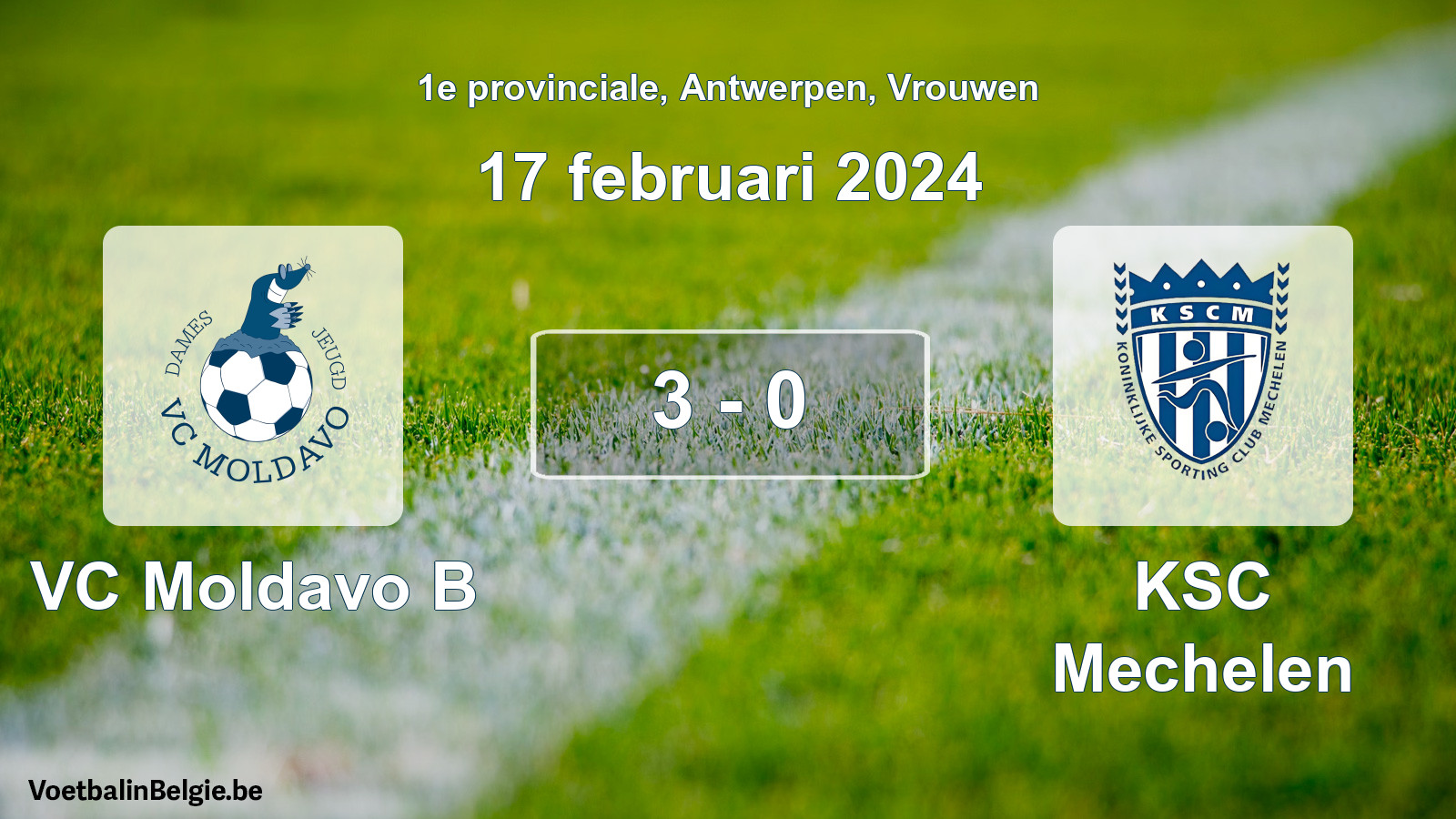 Gespeelde wedstrijd vrouwenvoetbal: VC Moldavo B - KSC Mechelen 3 - 0 (17 februari 2024)
