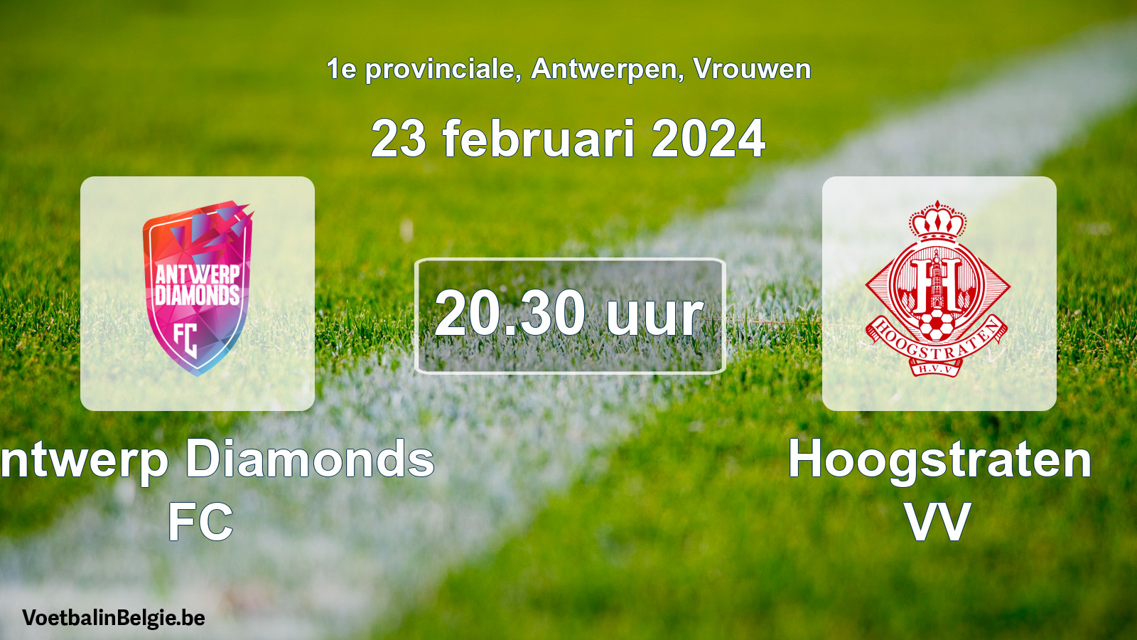 Match prévu football femmes: Antwerp Diamonds FC - Hoogstraten VV (23 février 2024)