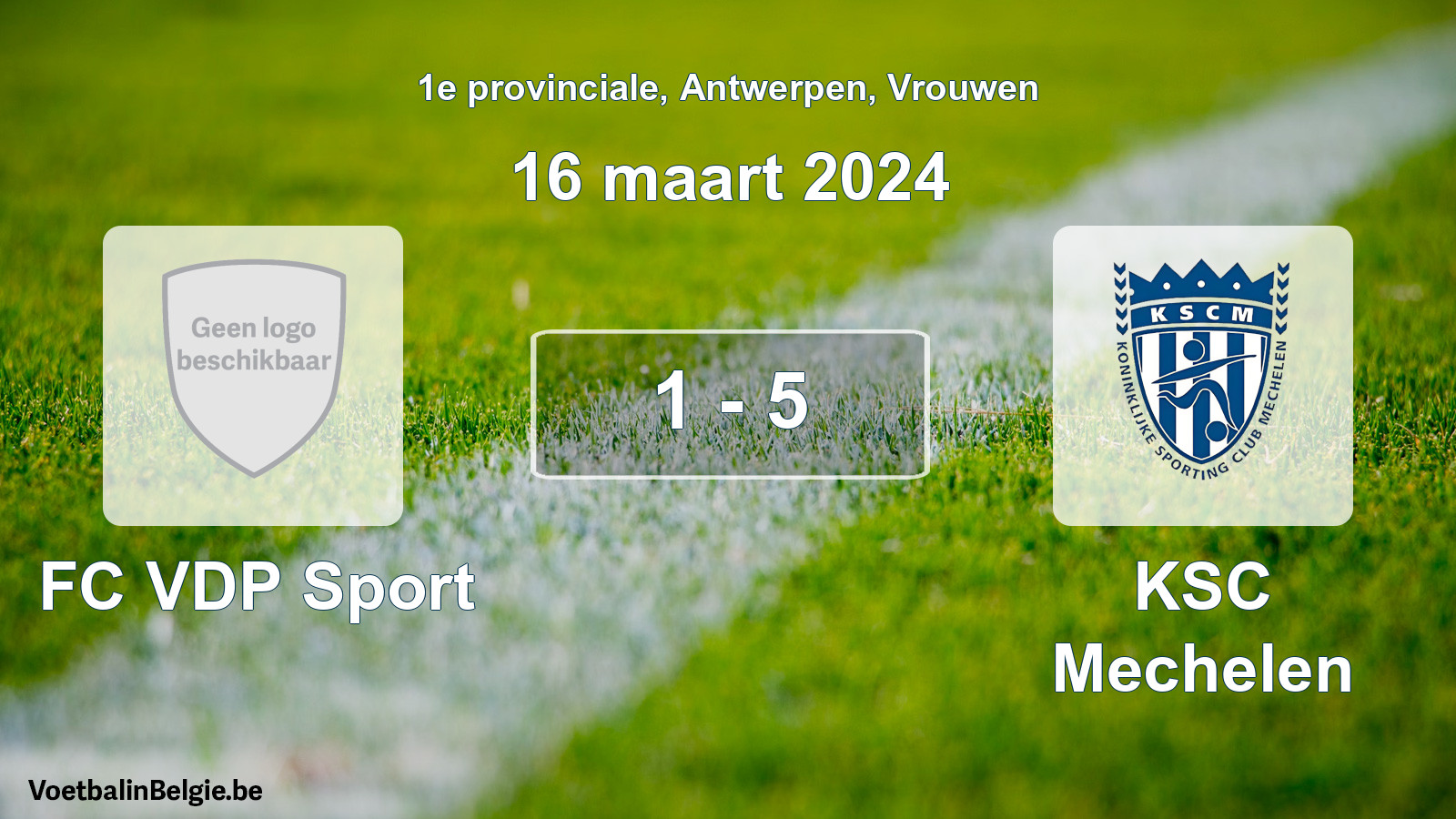 Gespeelde wedstrijd vrouwenvoetbal: FC VDP Sport - KSC Mechelen 1 - 5 (16 maart 2024)