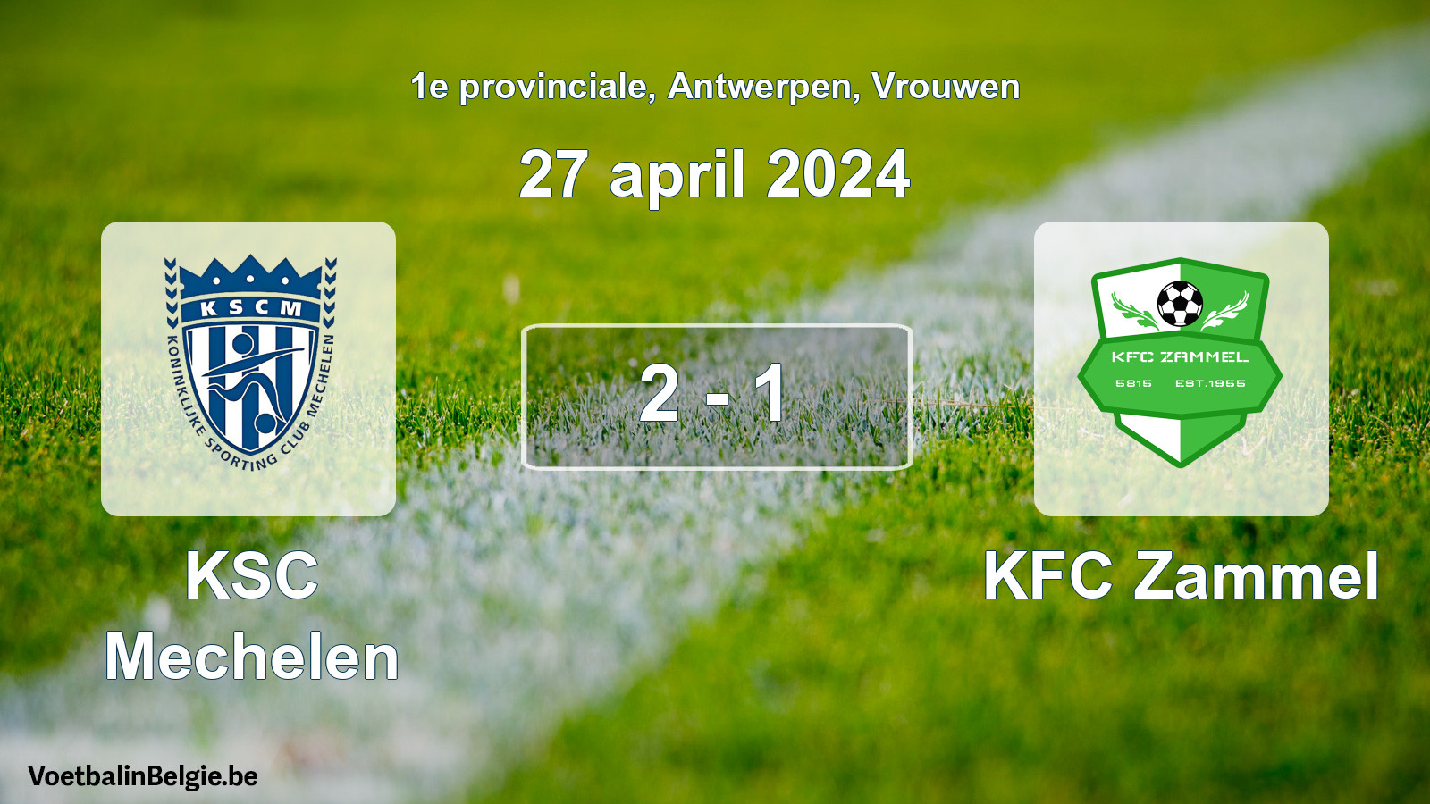 Gespeelde wedstrijd vrouwenvoetbal: KSC Mechelen - KFC Zammel 2 - 1 (27 april 2024)