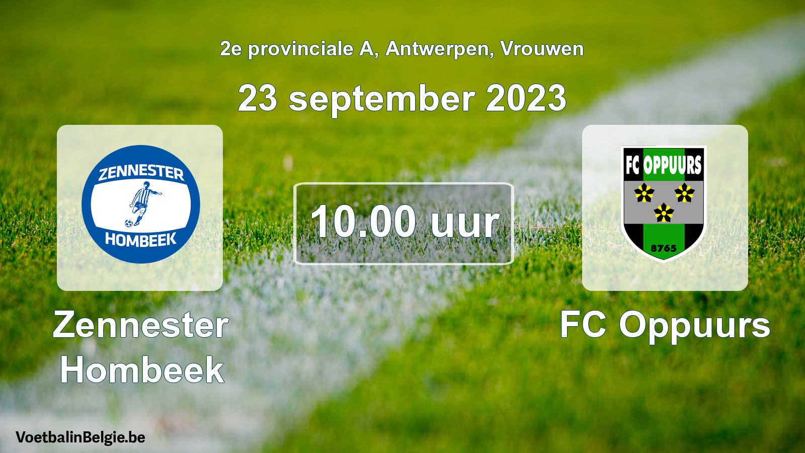Match prévu football femmes: Zennester Hombeek - FC Oppuurs (23 septembre 2023)