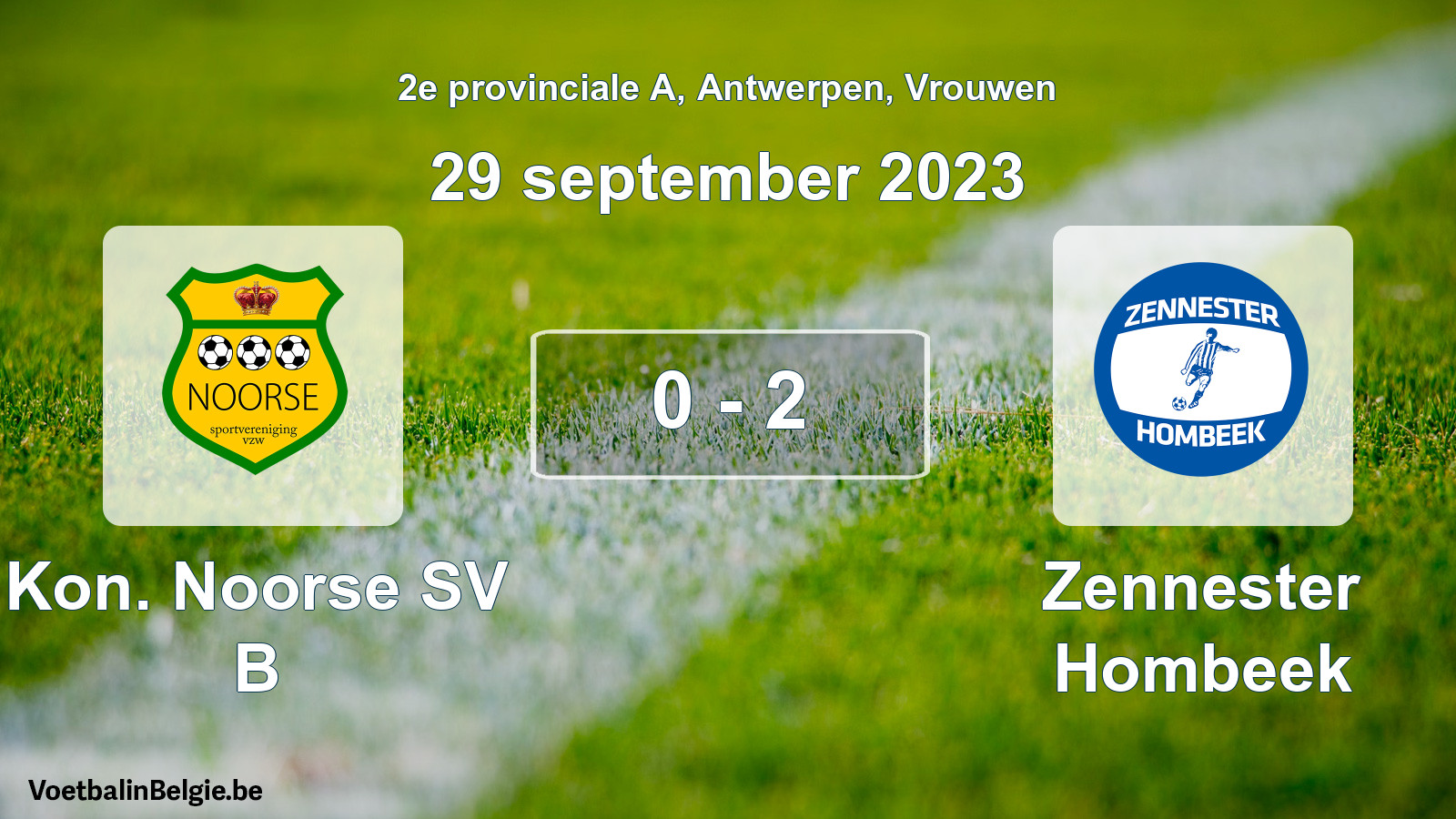 Gespeelde wedstrijd vrouwenvoetbal: Kon. Noorse SV B - Zennester Hombeek 0 - 2 (29 september 2023)