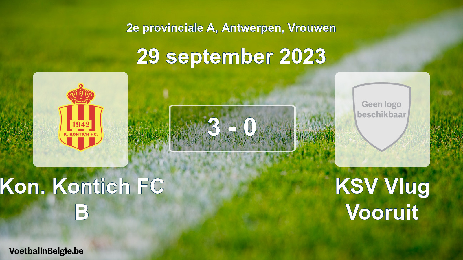 Gespeelde wedstrijd vrouwenvoetbal: Kon. Kontich FC B - KSV Vlug Vooruit 3 - 0 (29 september 2023)