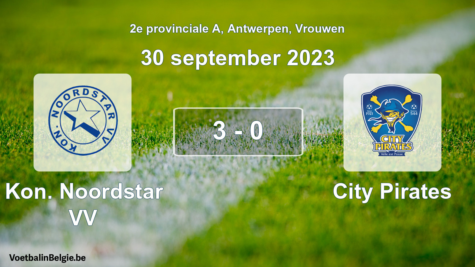 Gespeelde wedstrijd vrouwenvoetbal: Kon. Noordstar VV - City Pirates 3 - 0 (30 september 2023)