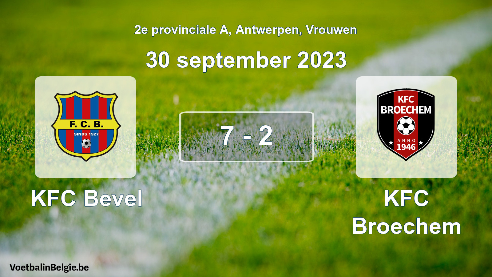 Gespeelde wedstrijd vrouwenvoetbal: KFC Bevel - KFC Broechem 7 - 2 (30 september 2023)