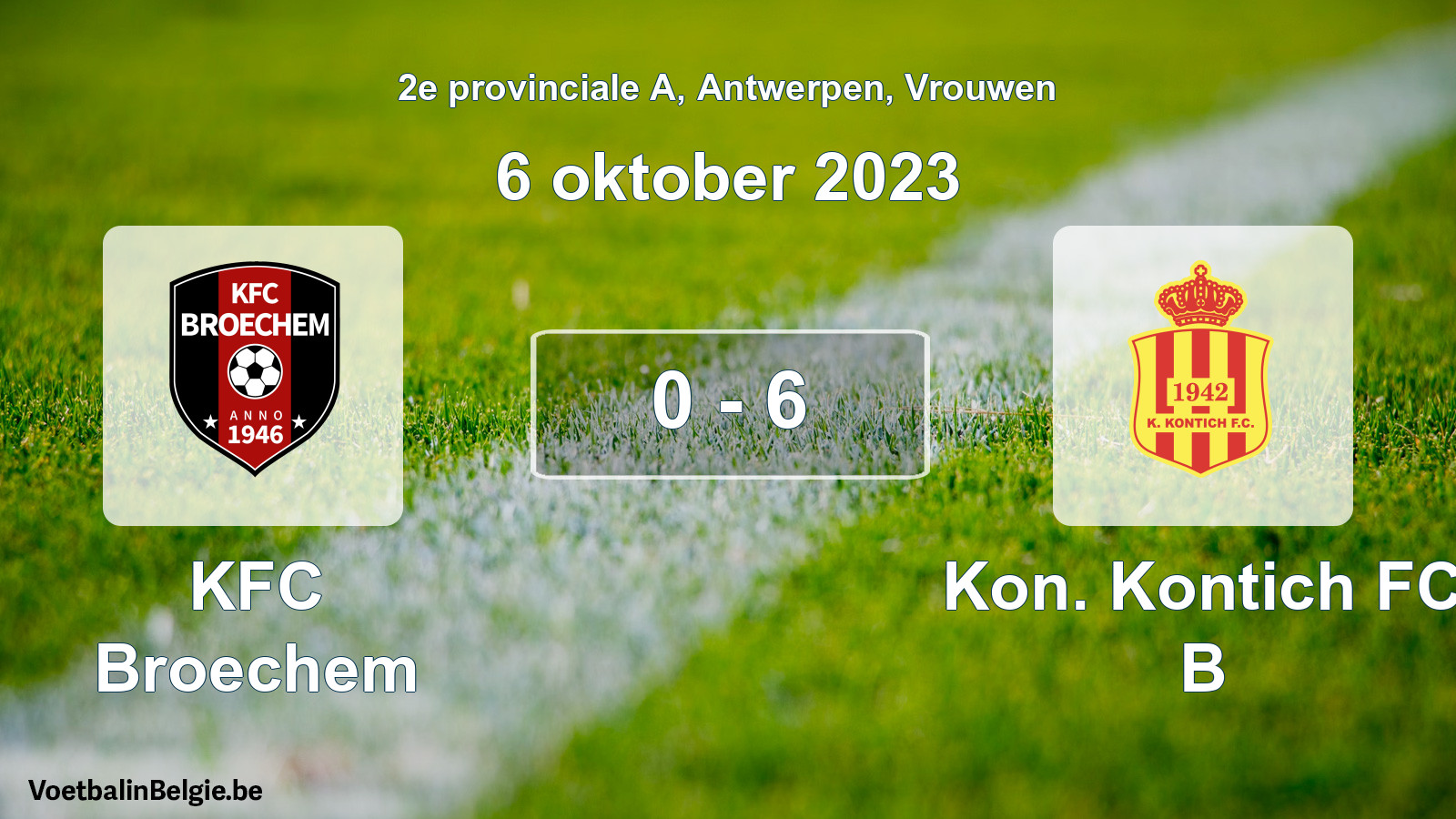 Gespeelde wedstrijd vrouwenvoetbal: KFC Broechem - Kon. Kontich FC B 0 - 6 (6 oktober 2023)