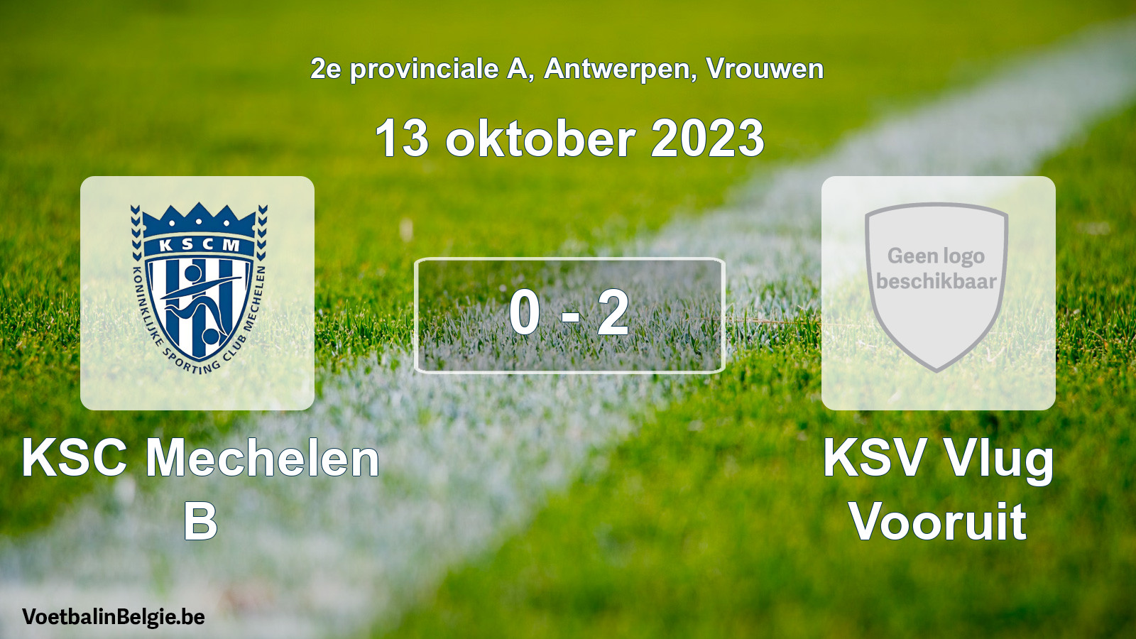 Gespeelde wedstrijd vrouwenvoetbal: KSC Mechelen B - KSV Vlug Vooruit 0 - 2 (13 oktober 2023)