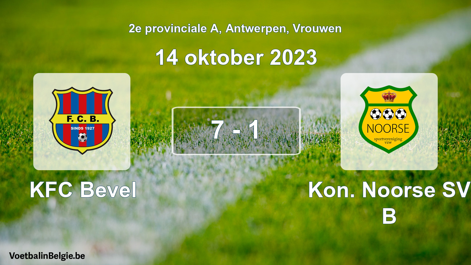 Gespeelde wedstrijd vrouwenvoetbal: KFC Bevel - Kon. Noorse SV B 7 - 1 (14 oktober 2023)