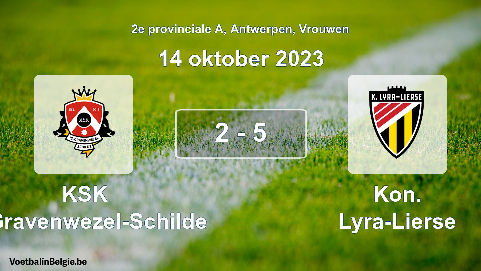 Gespeelde wedstrijd vrouwenvoetbal: KSK 's-Gravenwezel-Schilde - Kon. Lyra-Lierse 2 - 5 (14 oktober 2023)