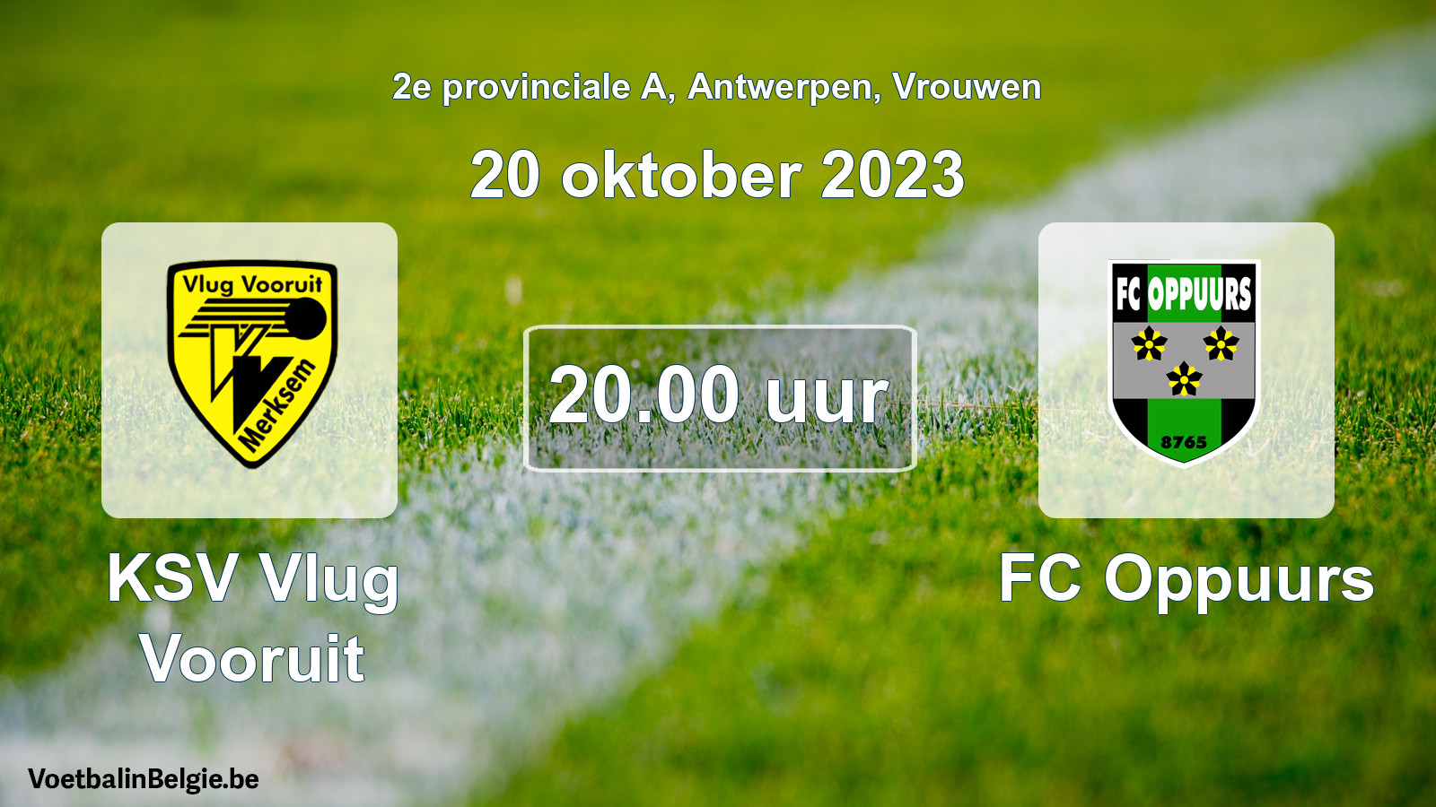 Match prévu football femmes: KSV Vlug Vooruit - FC Oppuurs (20 octobre 2023)