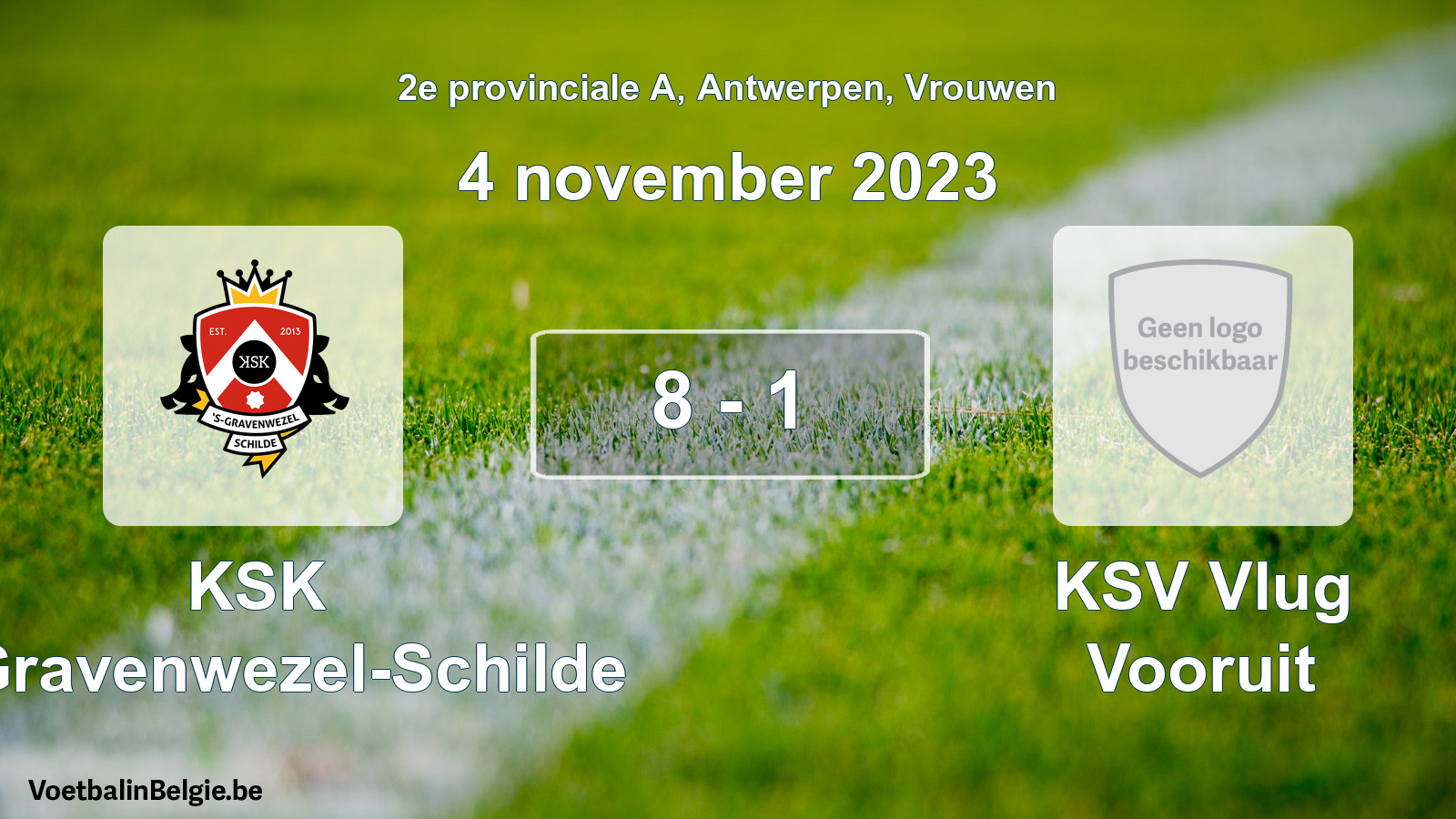 Gespeelde wedstrijd vrouwenvoetbal: KSK 's-Gravenwezel-Schilde - KSV Vlug Vooruit 8 - 1 (4 november 2023)