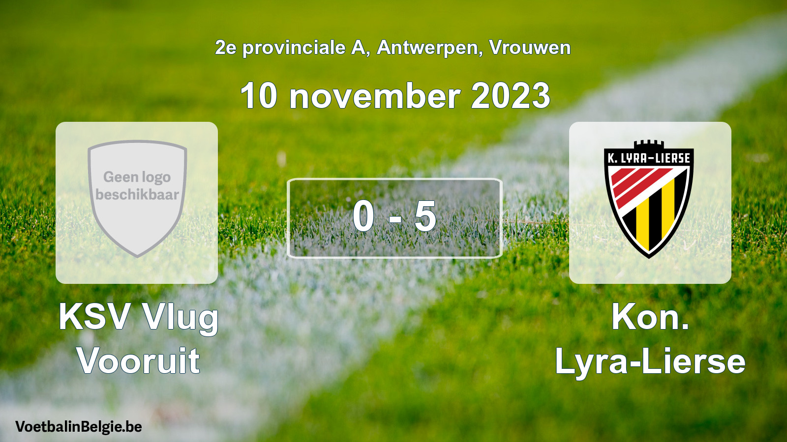 Gespeelde wedstrijd vrouwenvoetbal: KSV Vlug Vooruit - Kon. Lyra-Lierse 0 - 5 (10 november 2023)