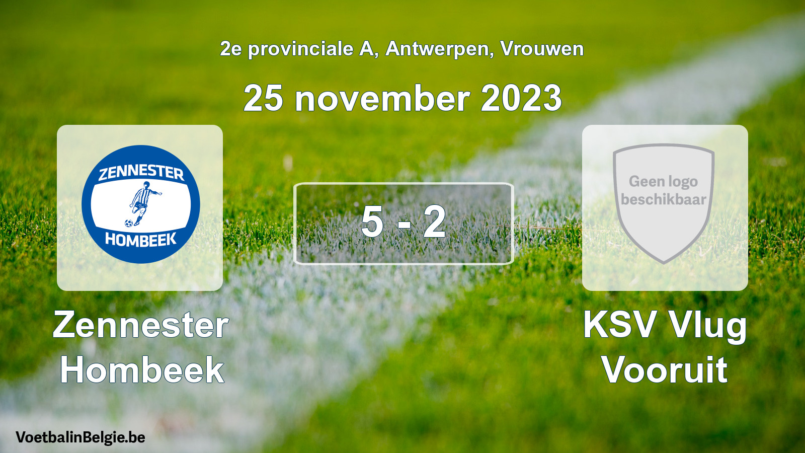 Gespeelde wedstrijd vrouwenvoetbal: Zennester Hombeek - KSV Vlug Vooruit 5 - 2 (25 november 2023)
