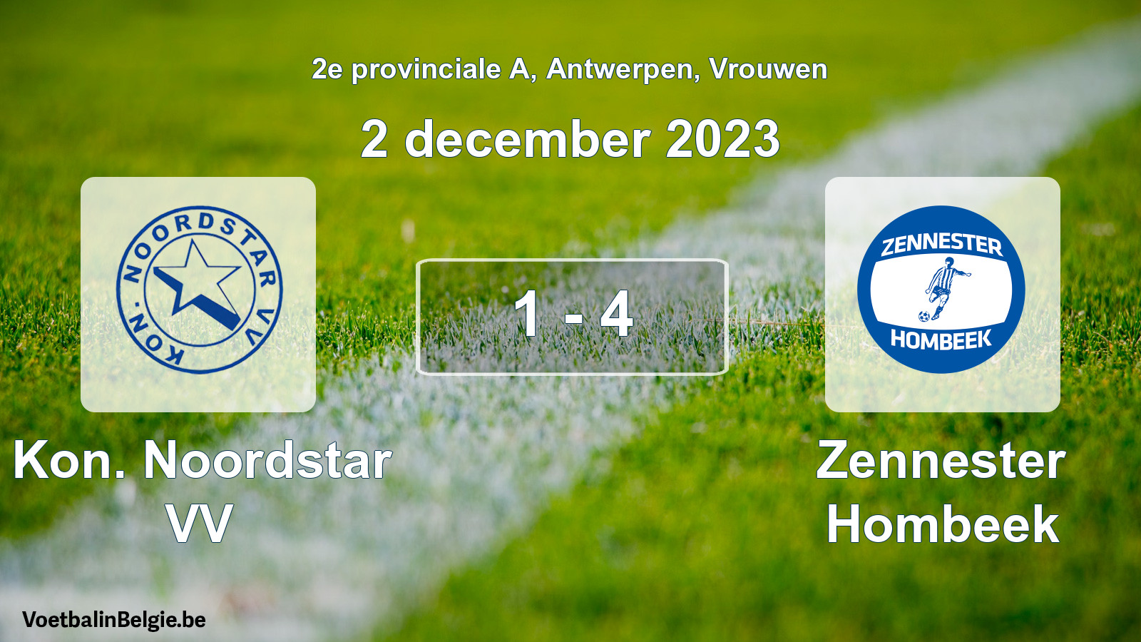 Gespeelde wedstrijd vrouwenvoetbal: Kon. Noordstar VV - Zennester Hombeek 1 - 4 (2 december 2023)