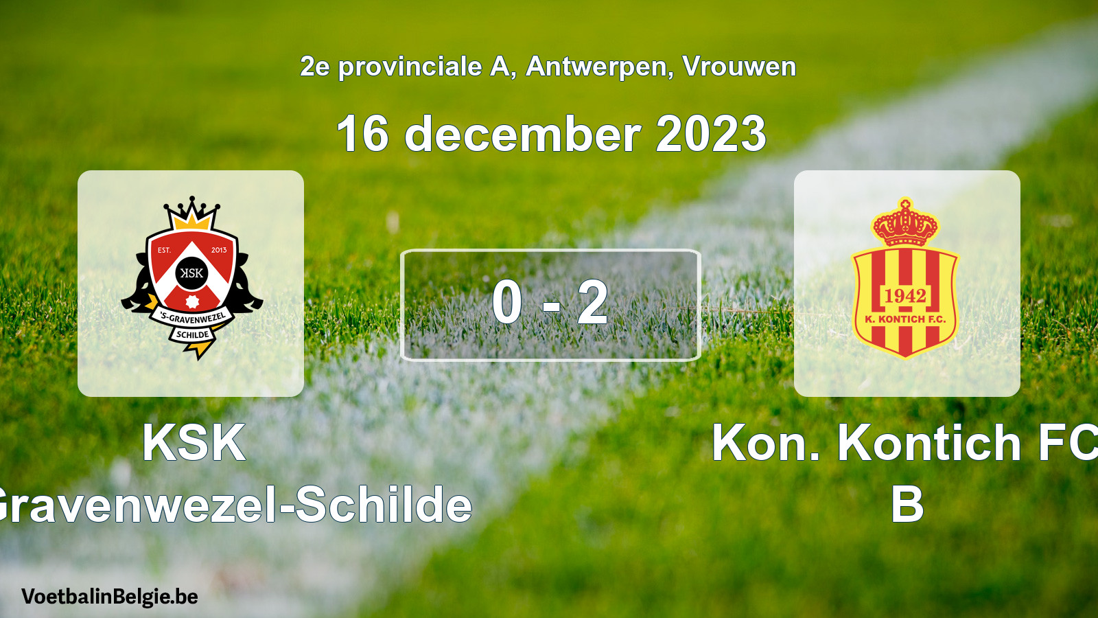 Gespeelde wedstrijd vrouwenvoetbal: KSK 's-Gravenwezel-Schilde - Kon. Kontich FC B 0 - 2 (16 december 2023)