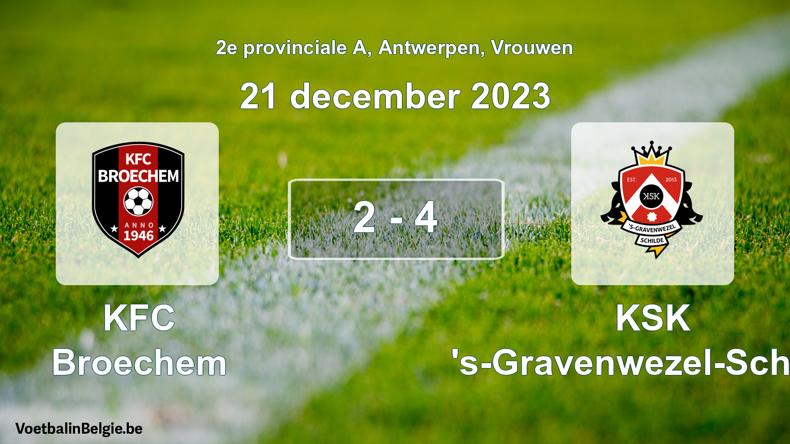 Gespeelde wedstrijd vrouwenvoetbal: KFC Broechem - KSK 's-Gravenwezel-Schilde 2 - 4 (21 december 2023)