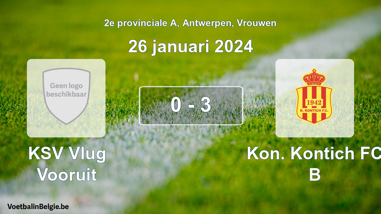 Gespeelde wedstrijd vrouwenvoetbal: KSV Vlug Vooruit - Kon. Kontich FC B 0 - 3 (26 januari 2024)