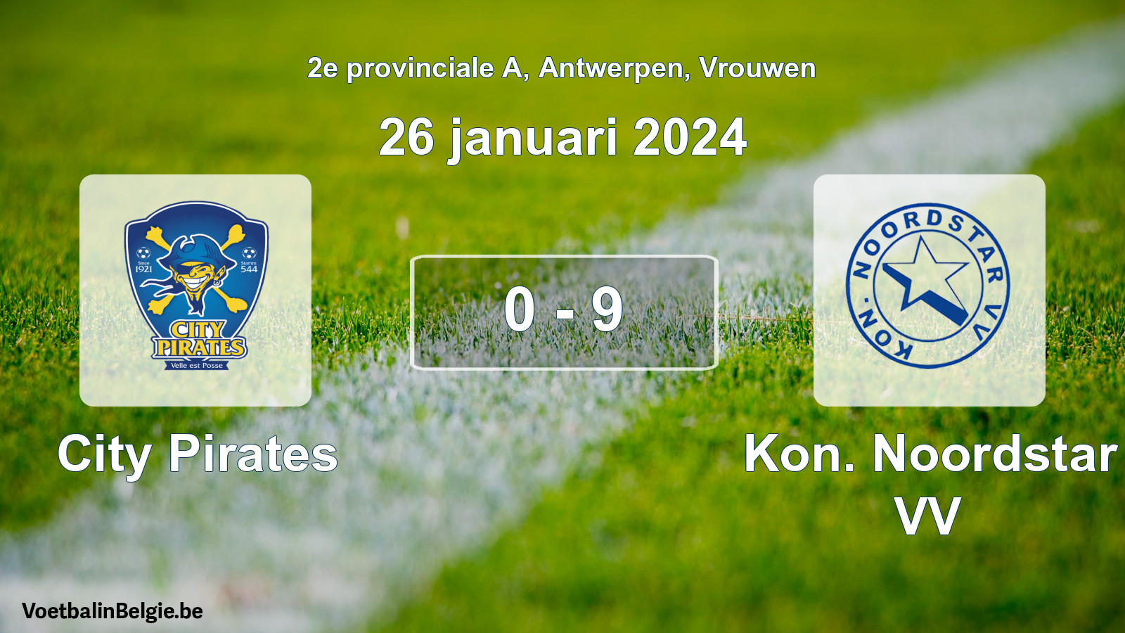 Gespeelde wedstrijd vrouwenvoetbal: City Pirates - Kon. Noordstar VV 0 - 9 (26 januari 2024)