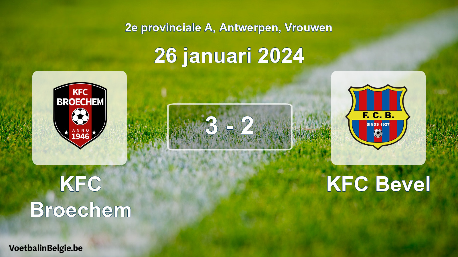 Gespeelde wedstrijd vrouwenvoetbal: KFC Broechem - KFC Bevel 3 - 2 (26 januari 2024)