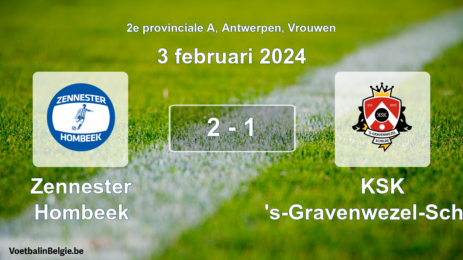 Gespeelde wedstrijd vrouwenvoetbal: Zennester Hombeek - KSK 's-Gravenwezel-Schilde 2 - 1 (3 februari 2024)