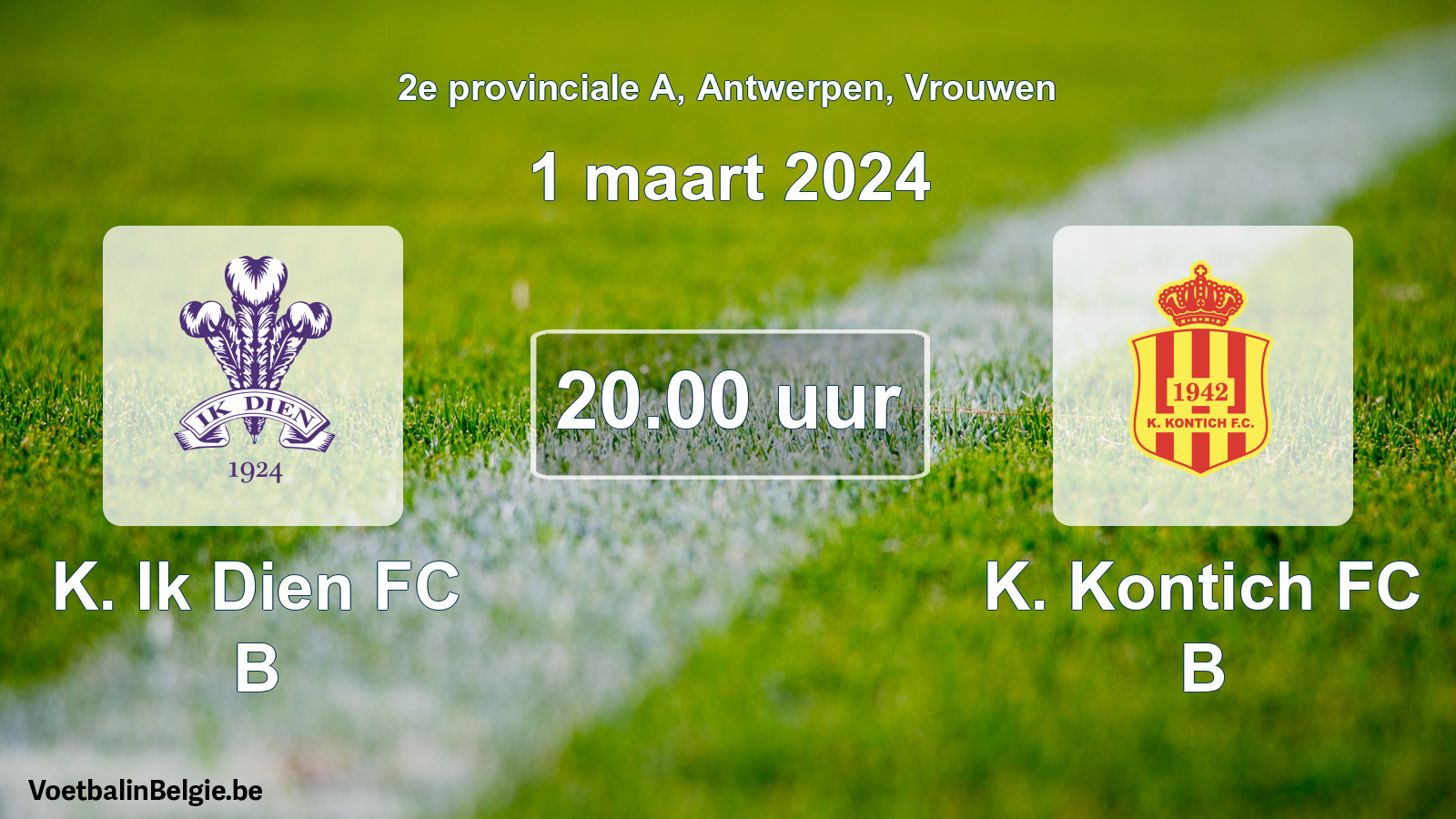 Scheduled match women football: K. Ik Dien FC B - K. Kontich FC B (1 March 2024)