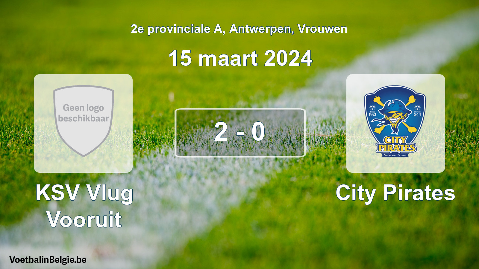 Gespeelde wedstrijd vrouwenvoetbal: KSV Vlug Vooruit - City Pirates 2 - 0 (15 maart 2024)