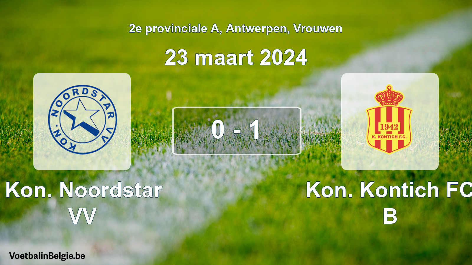 Gespeelde wedstrijd vrouwenvoetbal: Kon. Noordstar VV - Kon. Kontich FC B 0 - 1 (23 maart 2024)