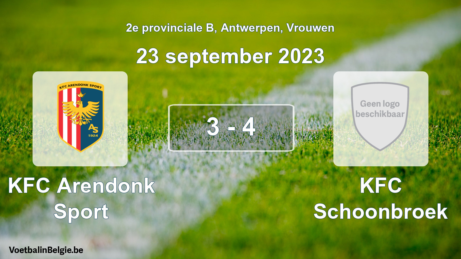 Gespeelde wedstrijd vrouwenvoetbal: KFC Arendonk Sport - KFC Schoonbroek 3 - 4 (23 september 2023)