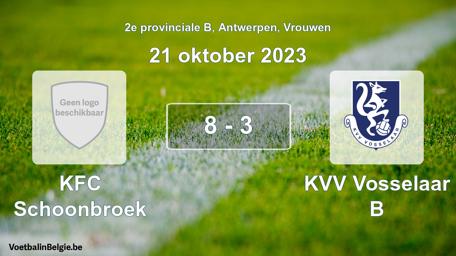 Gespeelde wedstrijd vrouwenvoetbal: KFC Schoonbroek - KVV Vosselaar B 8 - 3 (21 oktober 2023)