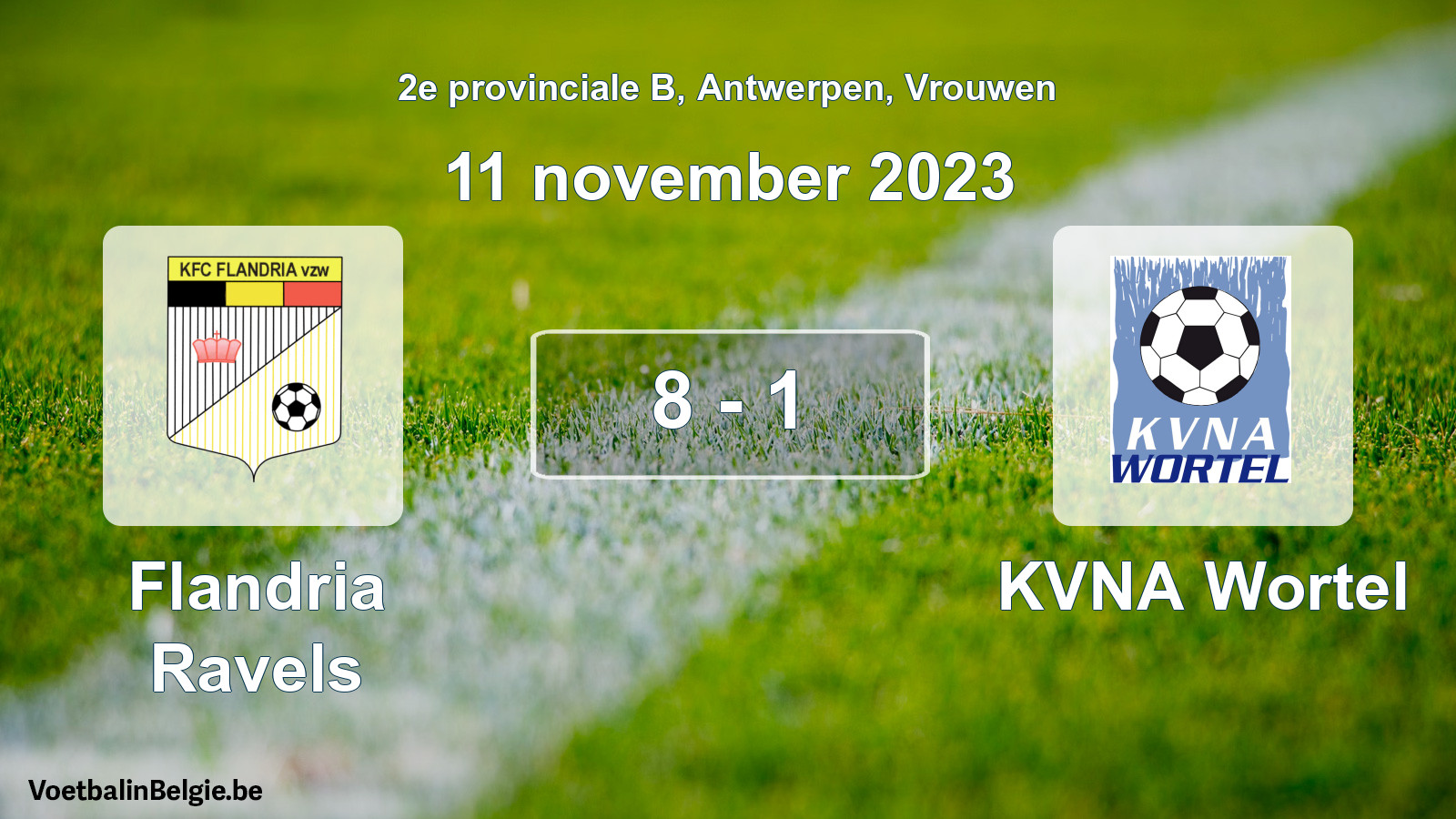 Gespeelde wedstrijd vrouwenvoetbal: Flandria Ravels - KVNA Wortel 8 - 1 (11 november 2023)