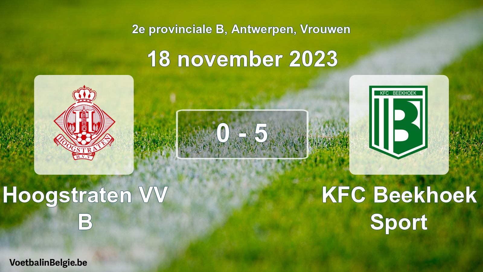 Gespeelde wedstrijd vrouwenvoetbal: Hoogstraten VV B - KFC Beekhoek Sport 0 - 5 (18 november 2023)