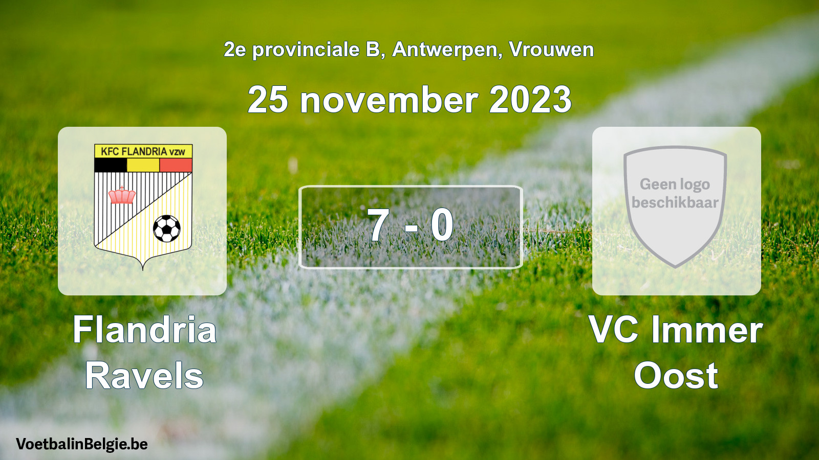 Gespeelde wedstrijd vrouwenvoetbal: Flandria Ravels - VC Immer Oost 7 - 0 (25 november 2023)