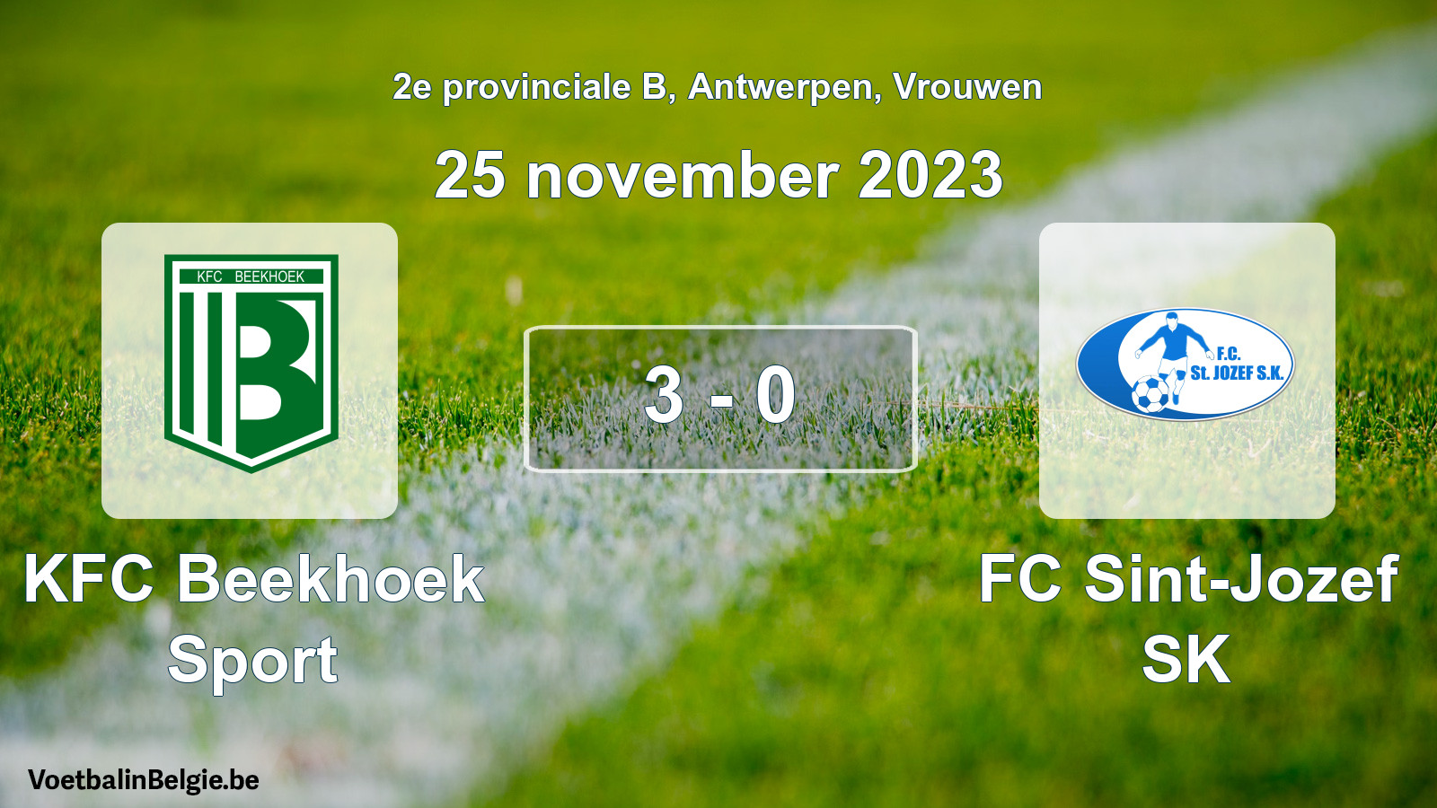 Gespeelde wedstrijd vrouwenvoetbal: KFC Beekhoek Sport - FC Sint-Jozef SK 3 - 0 (25 november 2023)