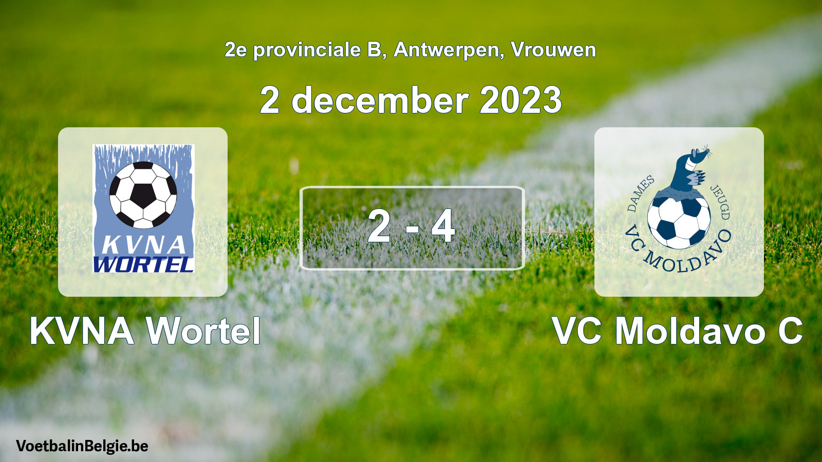 Gespeelde wedstrijd vrouwenvoetbal: KVNA Wortel - VC Moldavo C 2 - 4 (2 december 2023)