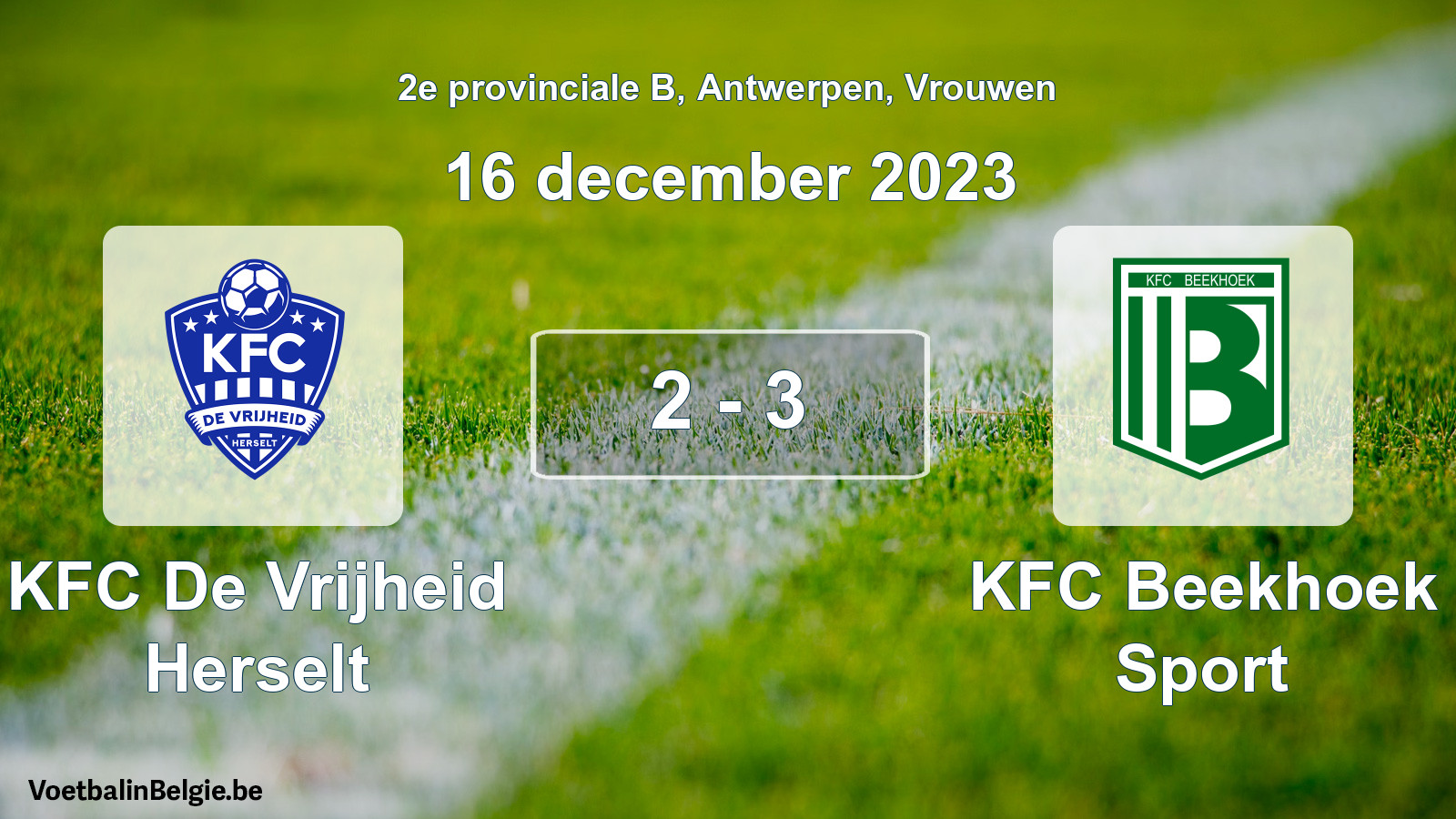 Gespeelde wedstrijd vrouwenvoetbal: KFC De Vrijheid Herselt - KFC Beekhoek Sport 2 - 3 (16 december 2023)