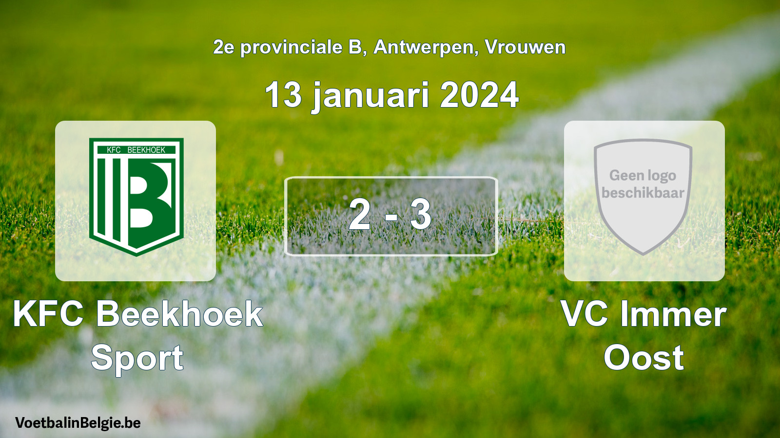 Gespeelde wedstrijd vrouwenvoetbal: KFC Beekhoek Sport - VC Immer Oost 2 - 3 (13 januari 2024)