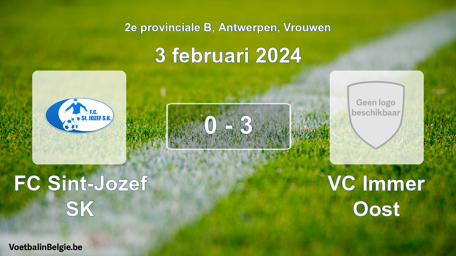 Gespeelde wedstrijd vrouwenvoetbal: FC Sint-Jozef SK - VC Immer Oost 0 - 3 (3 februari 2024)
