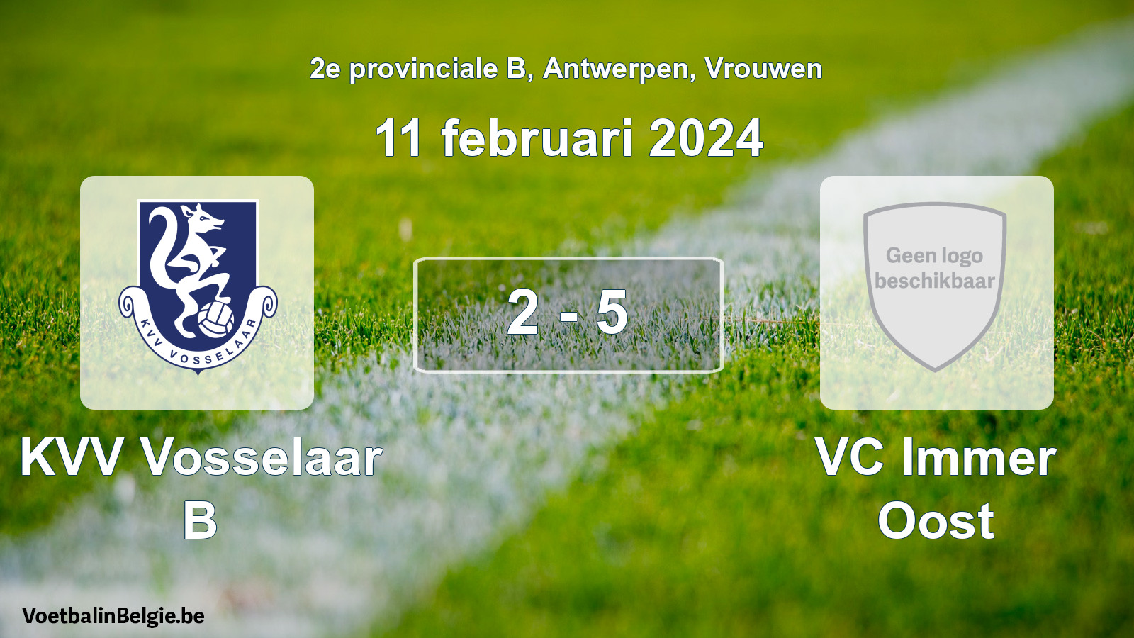 Gespeelde wedstrijd vrouwenvoetbal: KVV Vosselaar B - VC Immer Oost 2 - 5 (11 februari 2024)