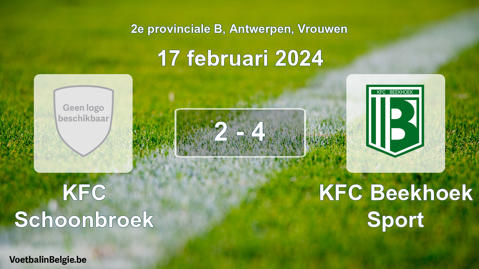 Gespeelde wedstrijd vrouwenvoetbal: KFC Schoonbroek - KFC Beekhoek Sport 2 - 4 (17 februari 2024)