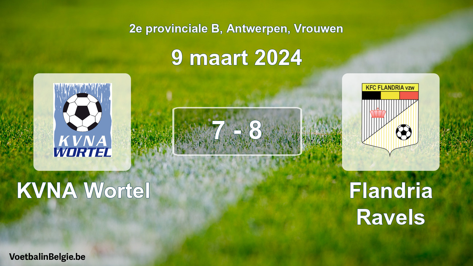 Played match women football: KVNA Wortel - Flandria Ravels 7 - 8 (9 March 2024)
