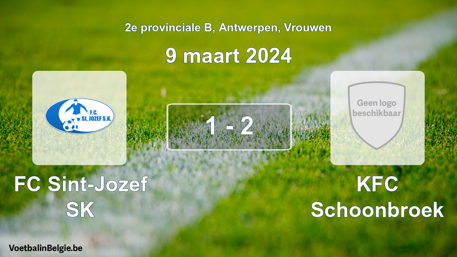 Gespeelde wedstrijd vrouwenvoetbal: FC Sint-Jozef SK - KFC Schoonbroek 1 - 2 (9 maart 2024)