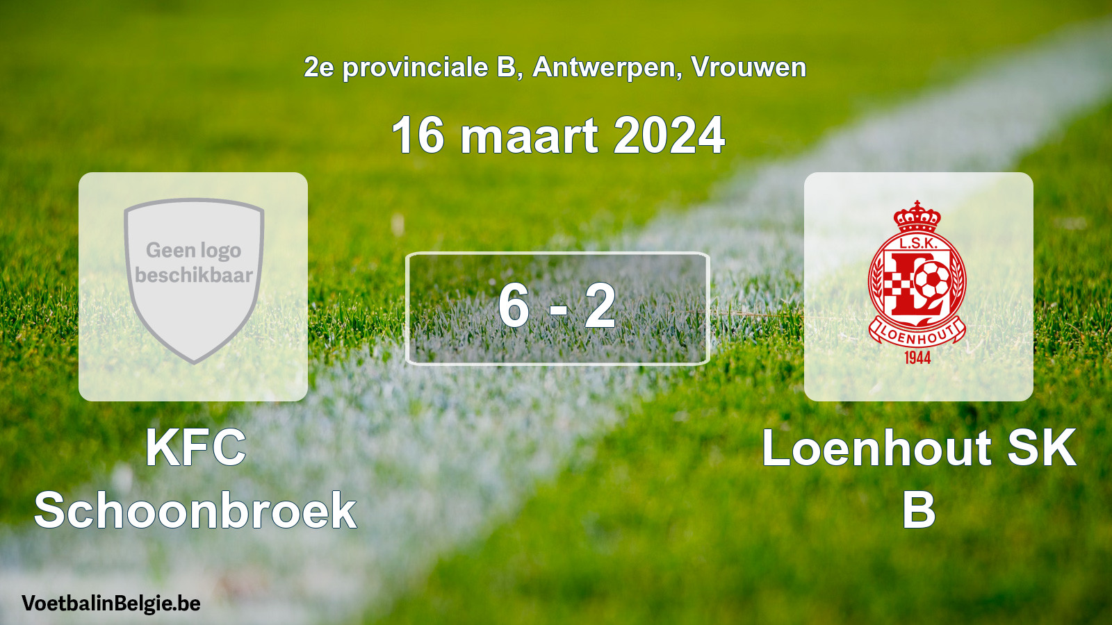 Gespeelde wedstrijd vrouwenvoetbal: KFC Schoonbroek - Loenhout SK B 6 - 2 (16 maart 2024)